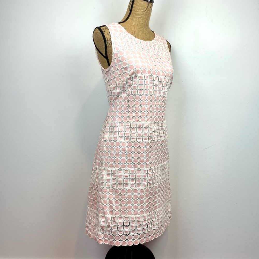 Tommy Hilfiger Womens Shift Dress Sleeveless Lace Pink liner hem cut see descrip